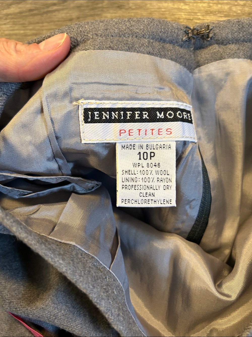 Jennifer Moore Vintage 100% Wool Gray Pencil Skirt Fits XS/S Petite - Picture 3 of 6